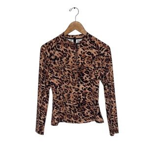 Nip Tuck Swim Rash Guard Top Women's Size 4 US Leopard‎ Print Long Sleeve Swim